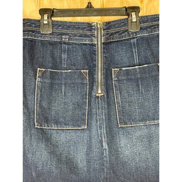 Current/Elliott Sailor Denim Mini Skirt Size 27 Blue Cotton Buttons Zip Back Y2K - Picture 4 of 6